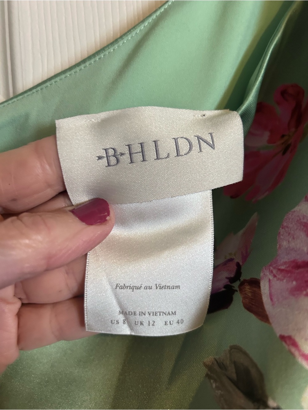 BHLDN Mint Green One-Shoulder Floral Gown - Picture 3 of 5